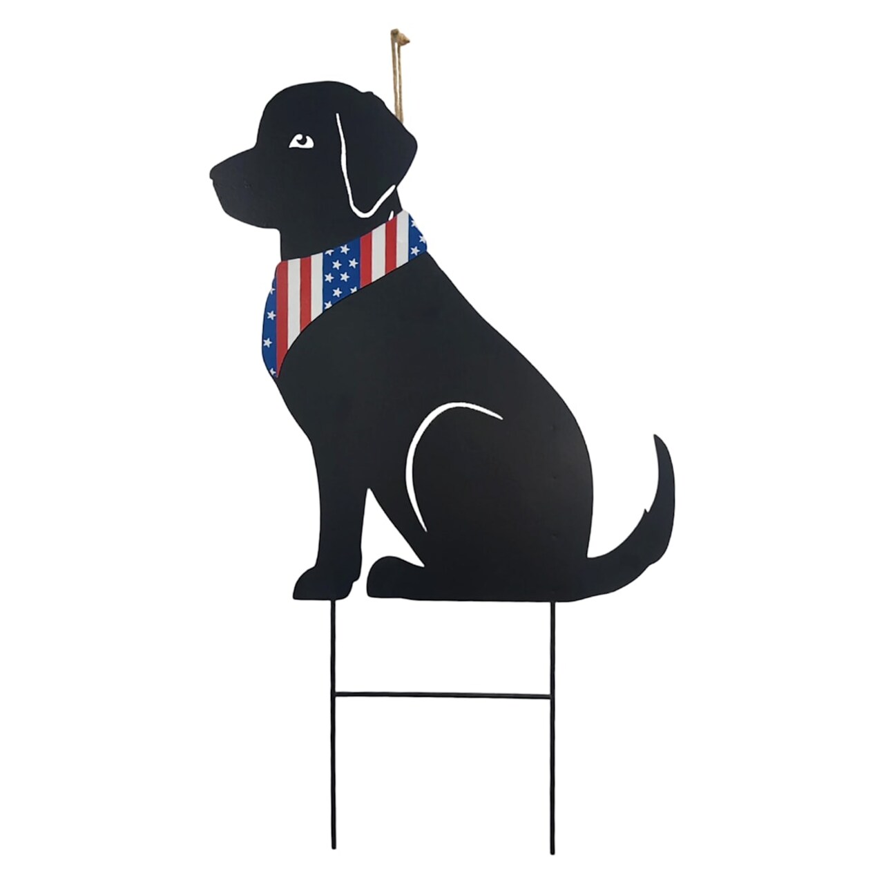 19.7" Patriotic Black Metal Dog Yard Stake– Decorative Garden Silhouette